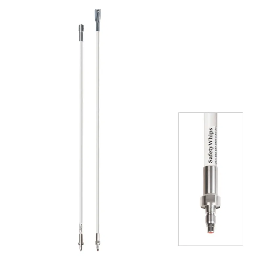 SW08QD2 – DRIVER IND. Warning Whip, 8 Foot Height 1/2 Inch Diameter Powdered Non-Lighted White Pole Fiberglass Quick-...